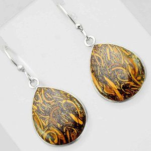 Natural Calligraphy Stone Jasper Solid 925 Silver